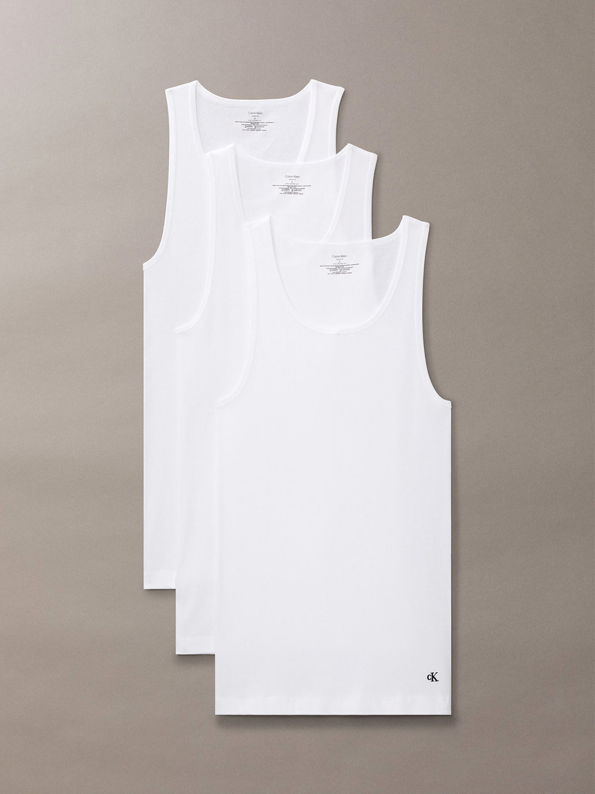 3 PACK CAMISETA ALGODÓN HOMBRE CALVIN KLEIN BLANCO TANK - 1