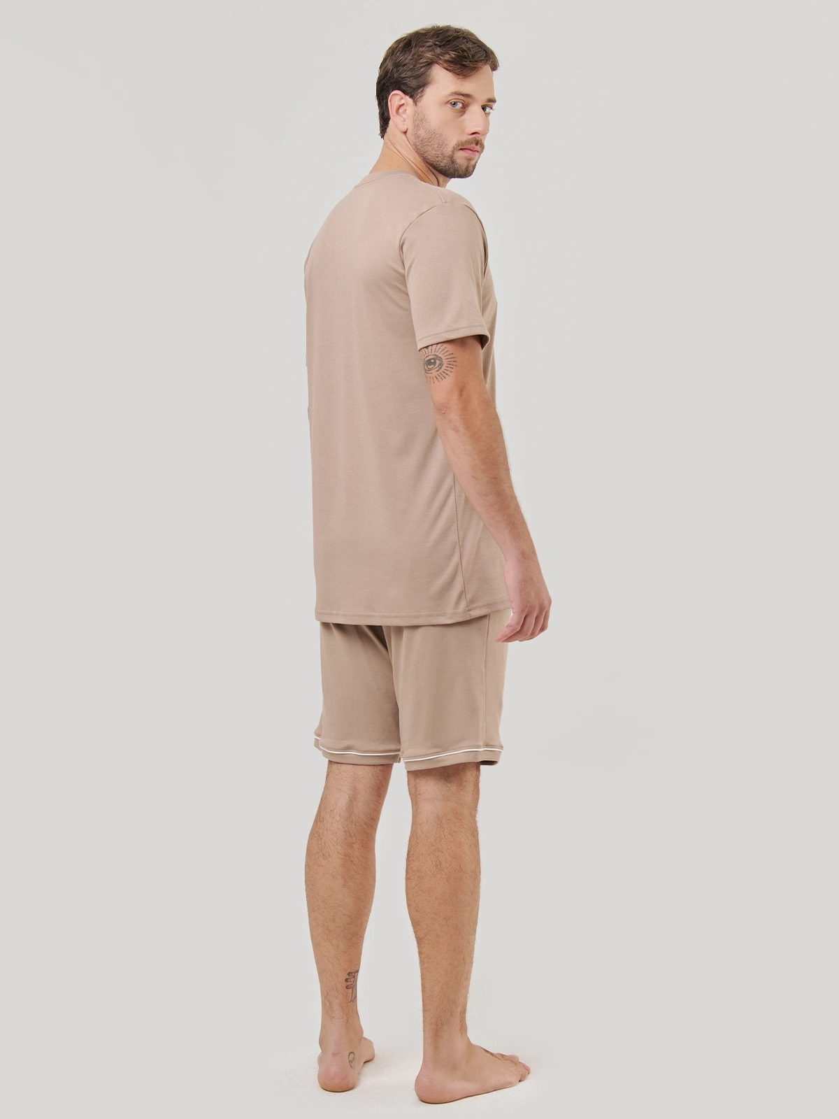 PIJAMAS MANGA CORTA ALGODÓN HOMBRE NAVIGATA BEIGE - 2