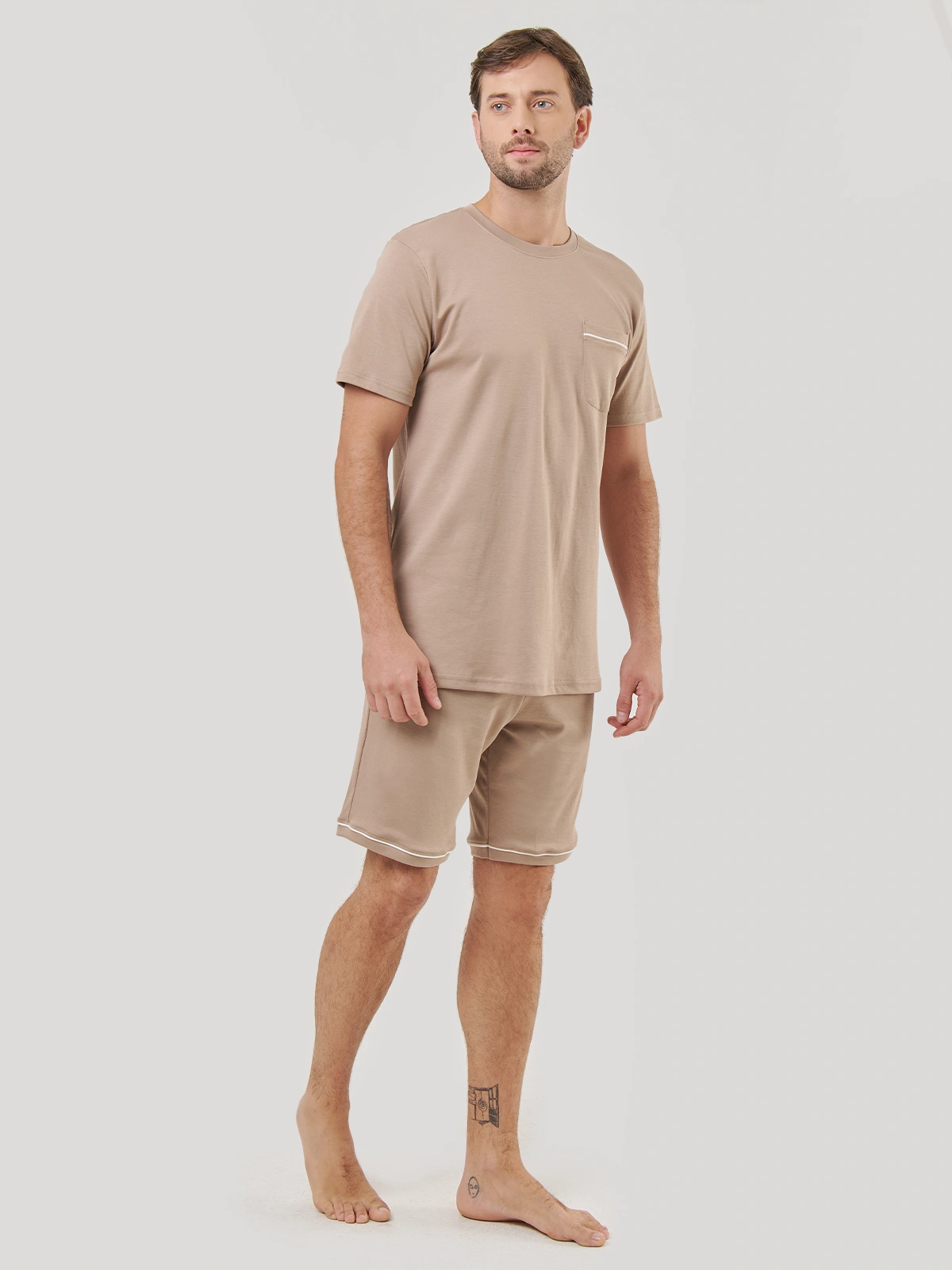 PIJAMAS MANGA CORTA ALGODÓN HOMBRE NAVIGATA BEIGE - 5