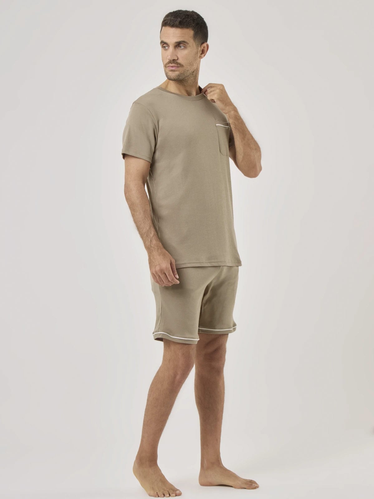 PIJAMA MANGA CORTA ALGODÓN HOMBRE NAVIGATA BEIGE - 5