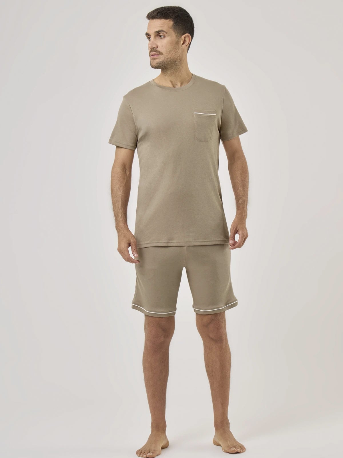 PIJAMA MANGA CORTA ALGODÓN HOMBRE NAVIGATA BEIGE - 2