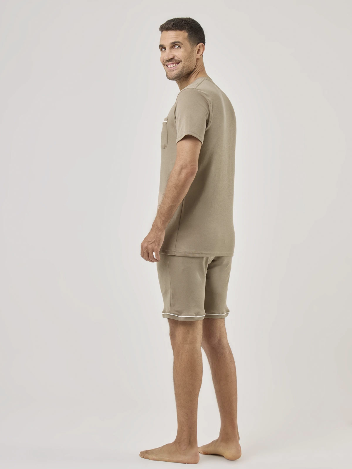 PIJAMA MANGA CORTA ALGODÓN HOMBRE NAVIGATA BEIGE - 4