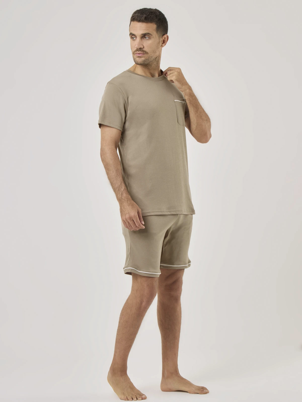 PIJAMA MANGA CORTA ALGODÓN HOMBRE NAVIGATA BEIGE - 5