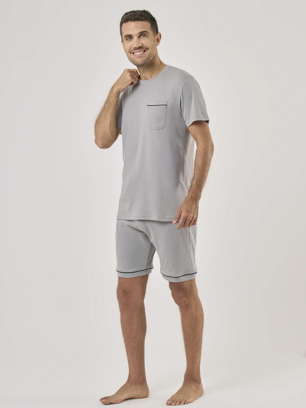 PIJAMA MANGA CORTA ALGODÓN HOMBRE NAVIGATA GRIS - 3