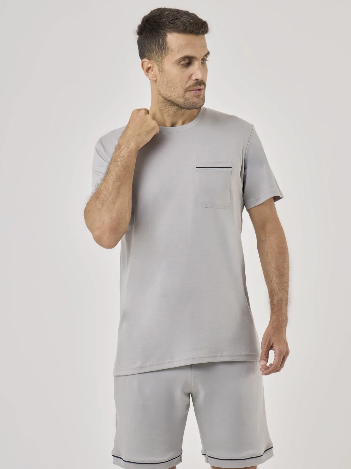 PIJAMA MANGA CORTA ALGODÓN HOMBRE NAVIGATA GRIS - 1