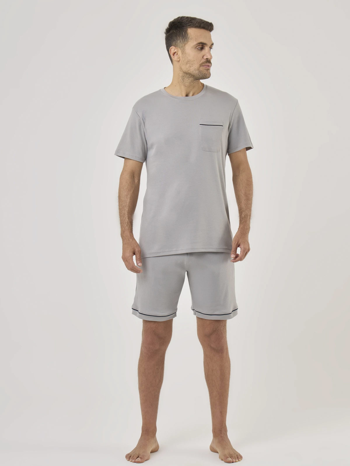 PIJAMA MANGA CORTA ALGODÓN HOMBRE NAVIGATA GRIS - 2