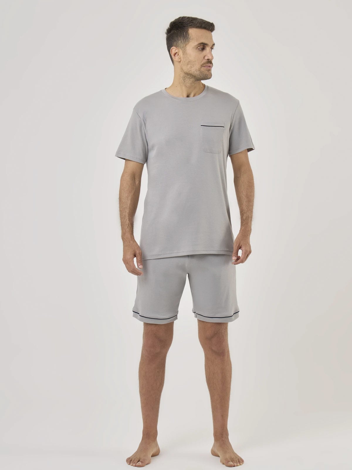 PIJAMA MANGA CORTA ALGODÓN HOMBRE NAVIGATA GRIS - 2