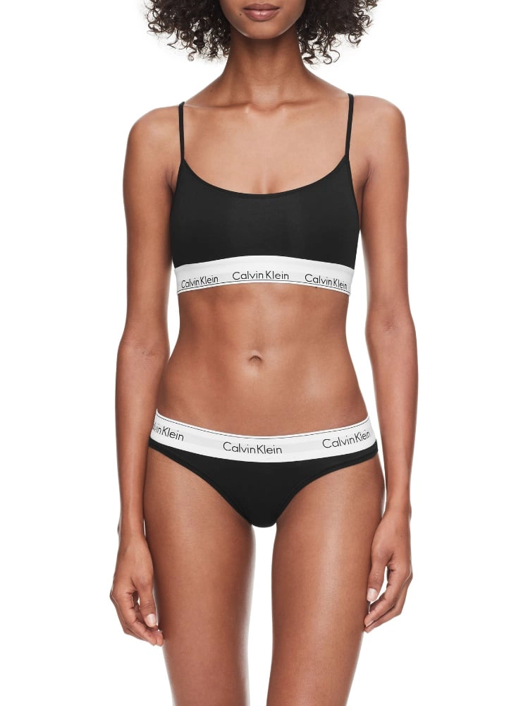 CALZÓN ALGODÓN MUJER CALVIN KLEIN NEGRO THONG - 1