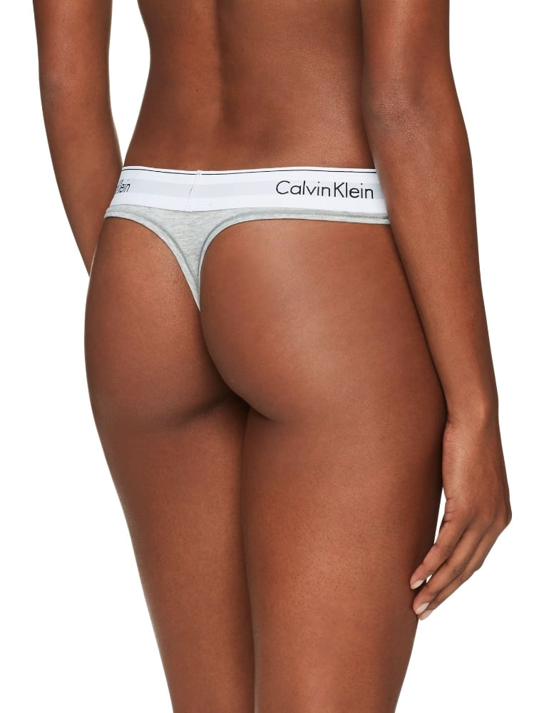 CALZÓN ALGODÓN MUJER CALVIN KLEIN GRIS THONG - 2