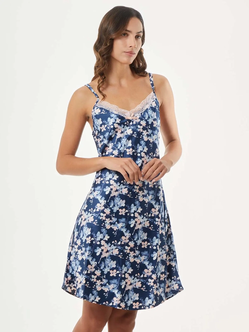 CAMISA DORMIR MUJER MARQUIS NAVI SATIN PRINT - 1