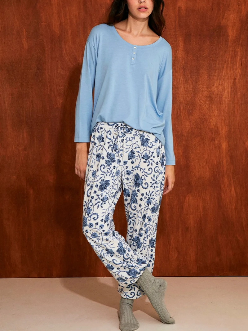 PIJAMA ALGODÓN MUJER IN BLOOM DALIA MORNING SKY - 1