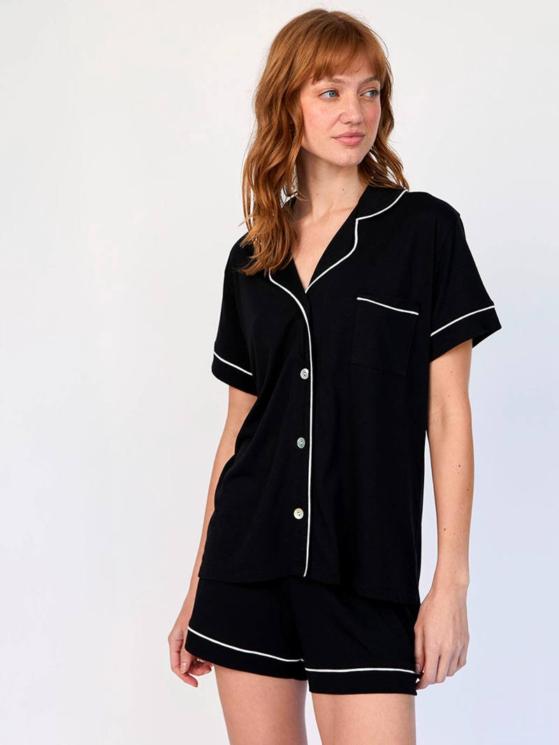 PIJAMA CORTA MUJER IN BLOOM PJ BOYFRIEND NEGRO - 1