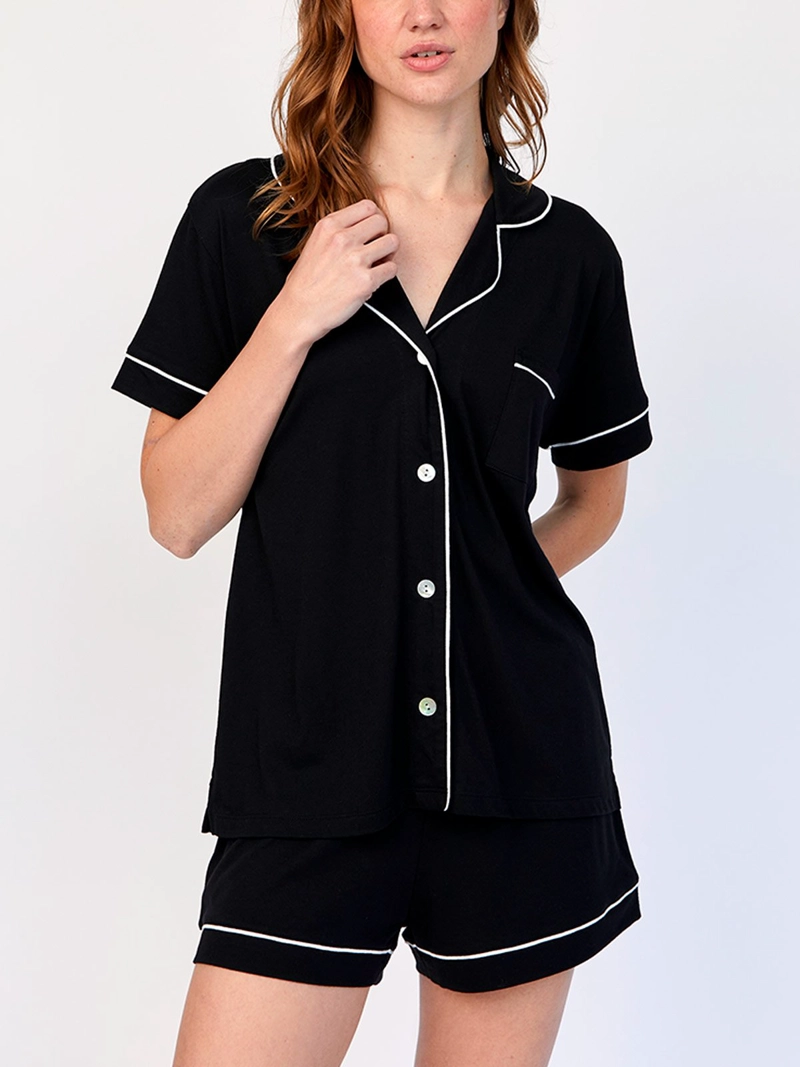 PIJAMA CORTA MUJER IN BLOOM PJ BOYFRIEND NEGRO - 2