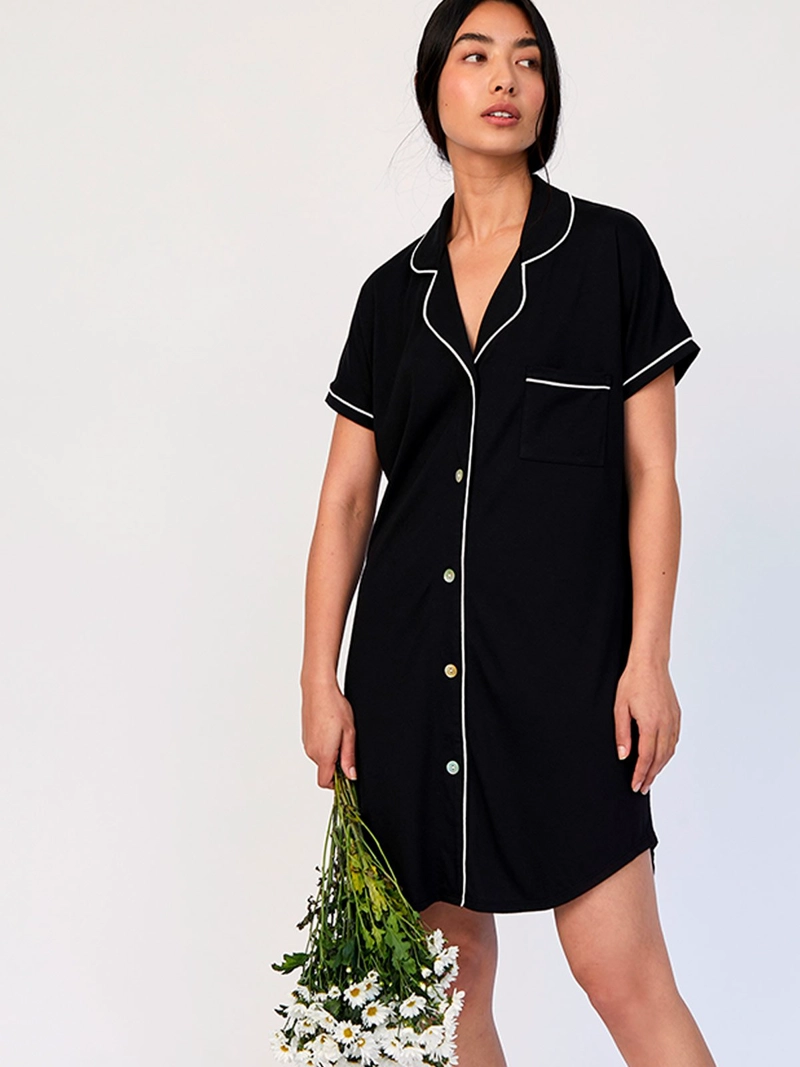 CAMISOLA MANGA CORTA MUJER IN BLOOM BOYFRIEND NEGRO - 1