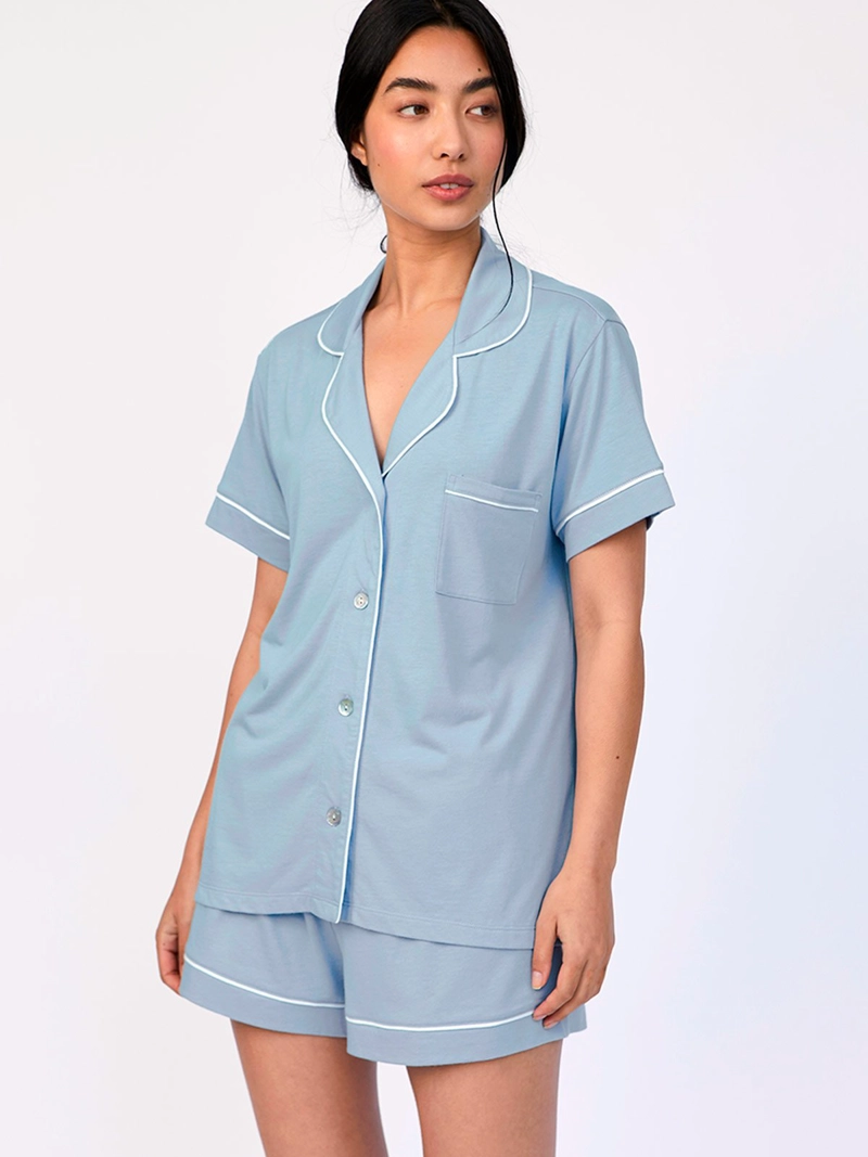 PIJAMA CORTA MUJER IN BLOOM CELESTE PJ BOYFRIEND MORNING SKY - 1