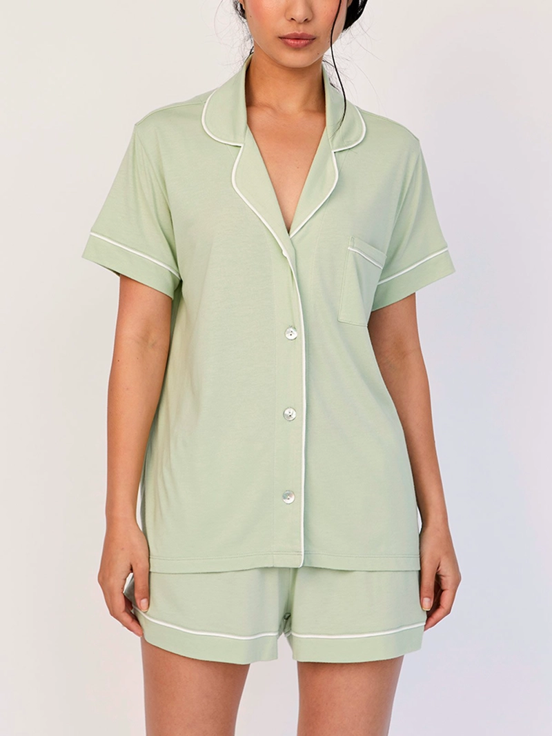 PIJAMA CORTA MUJER IN BLOOM VERDE LIMÓN PJ BOYFRIEND ALOE - 2