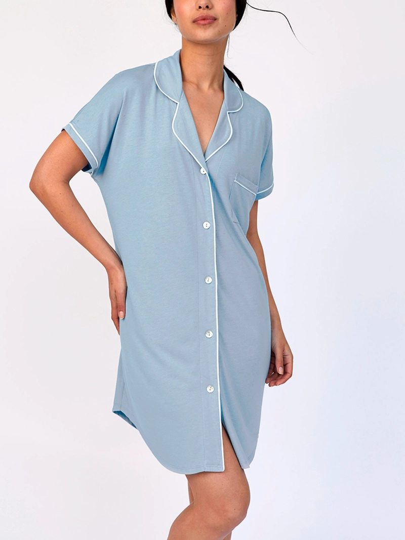 CAMISOLA MANGA CORTA MUJER IN BLOOM BOYFRIEND MORNING CELESTE - 1