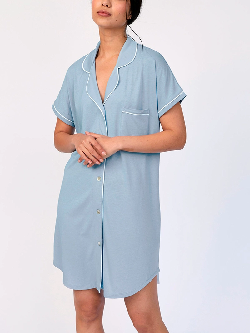 CAMISOLA MANGA CORTA MUJER IN BLOOM BOYFRIEND MORNING CELESTE - 2