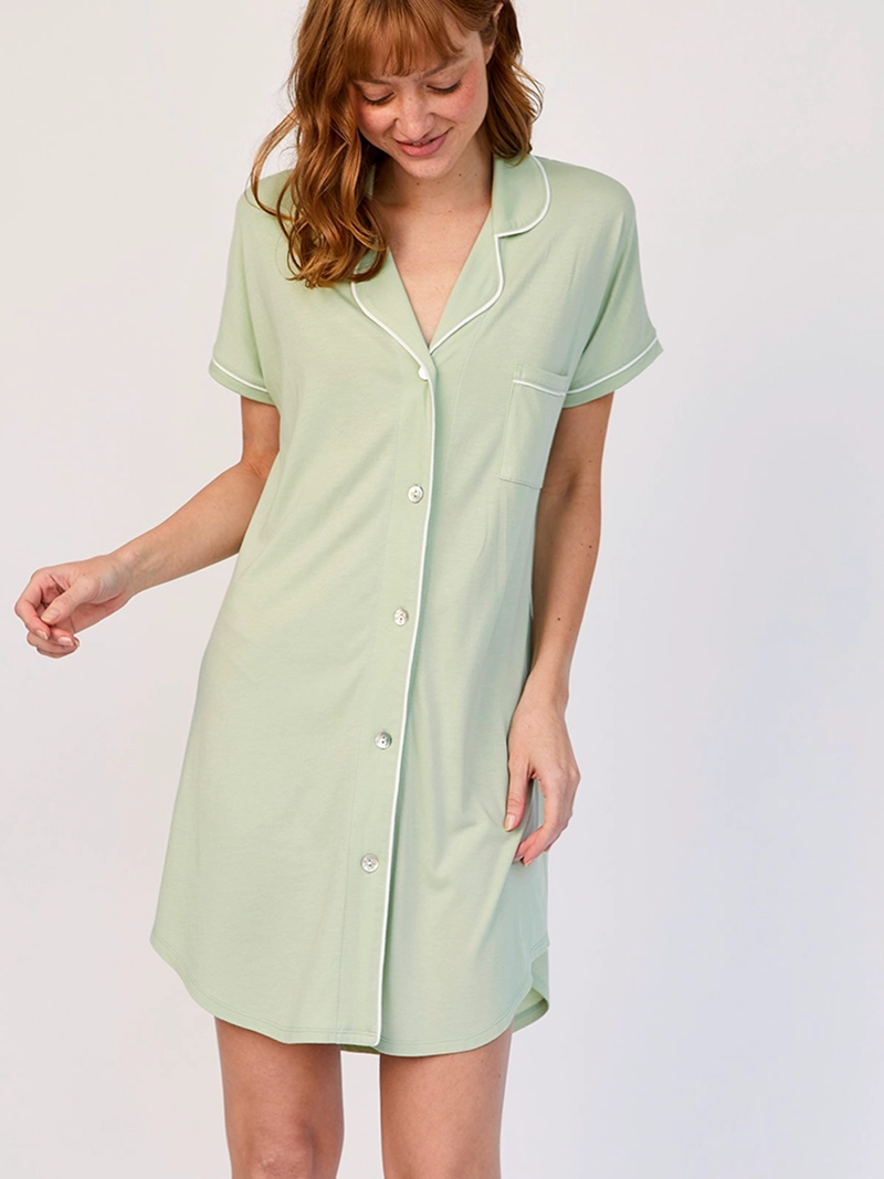 CAMISOLA MANGA CORTA MUJER IN BLOOM BOYFRIEND ALOE VERDE LIMÓN - 1