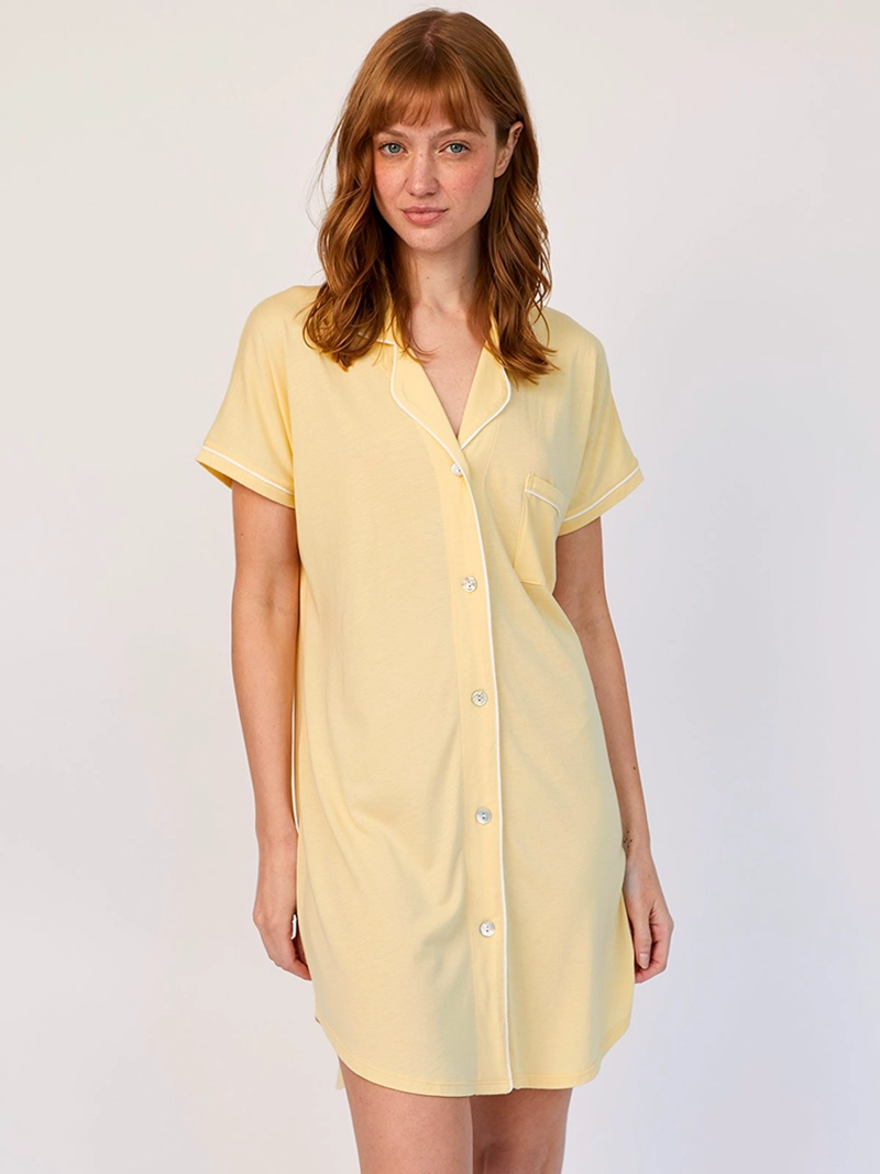 CAMISOLA MANGA CORTA MUJER IN BLOOM BOYFRIEND LIME AMARILLO - 1