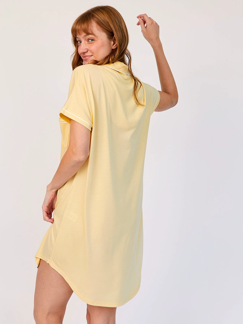 CAMISOLA MANGA CORTA MUJER IN BLOOM BOYFRIEND LIME AMARILLO - 2