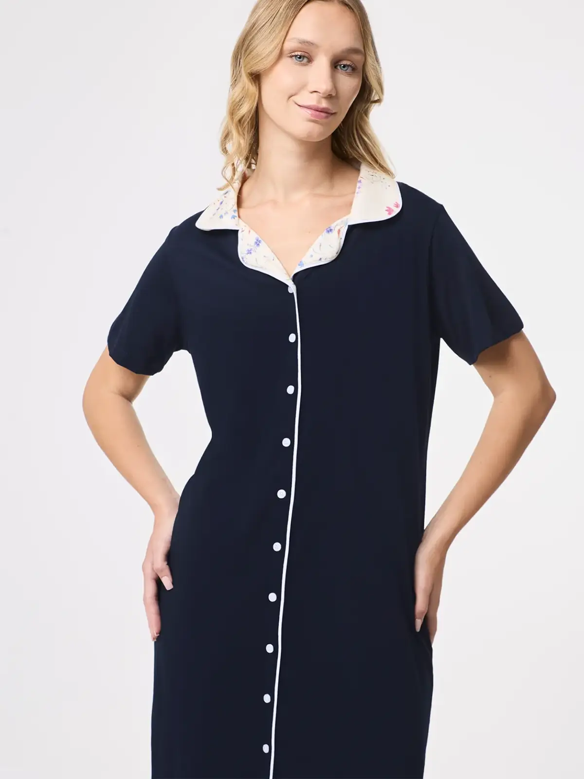 CAMISA DE DORMIR MANGA CORTA MUJER AZIZ CAMISERA FLORES - 4