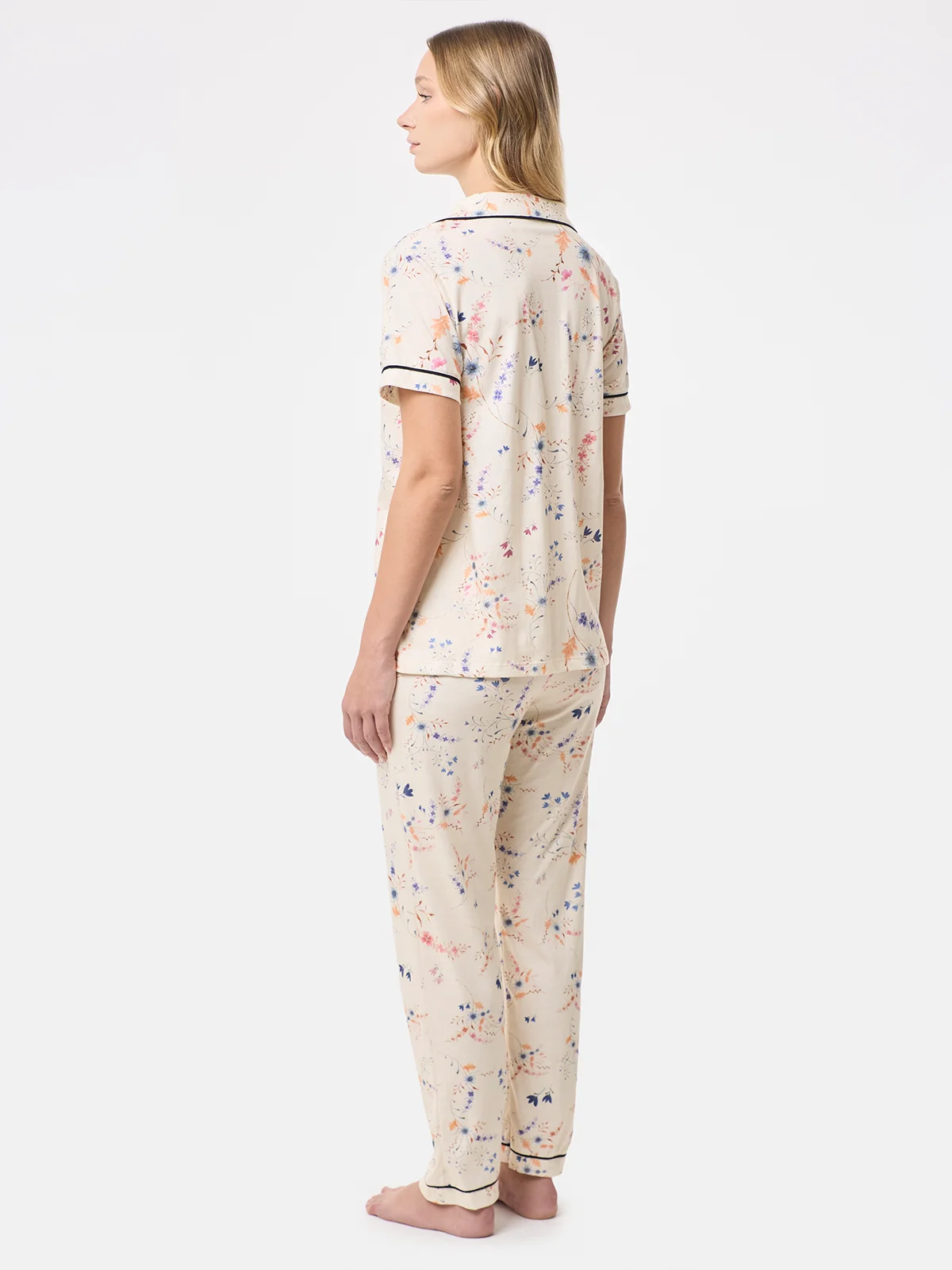PIJAMA MANGA CORTA MUJER AZIZ CAMISERO FLORES - 2