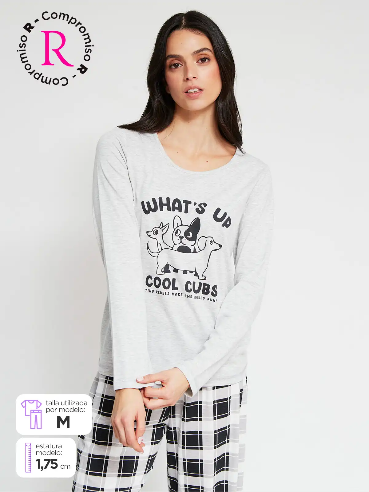 TOP PIJAMA MANGA LARGA MUJER INDEX PRINT - 1