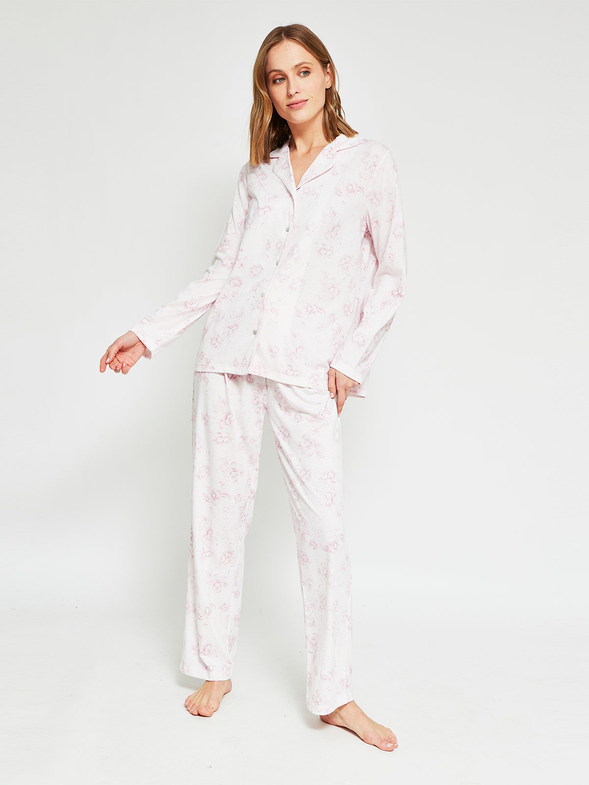 PIJAMA MANGA LARGA MUJER AZIZ CELESTE CAMI - 1