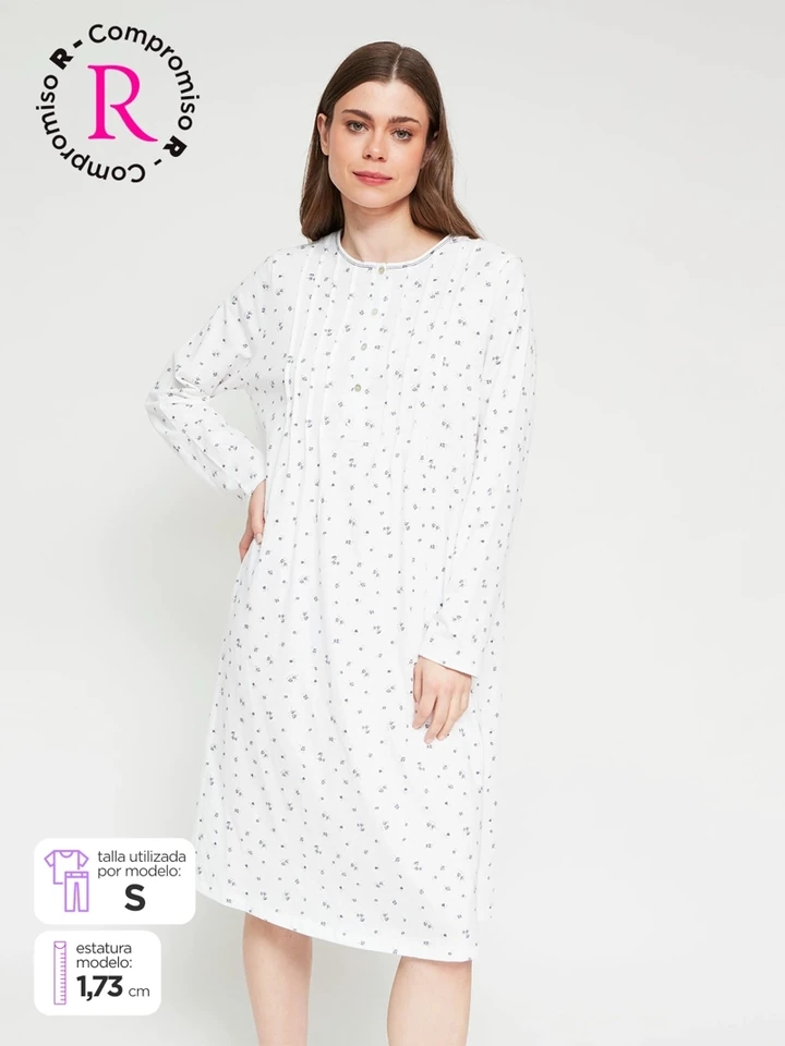 CAMISÓN MANGA LARGA MUJER AZIZ CON BOTONES - 1
