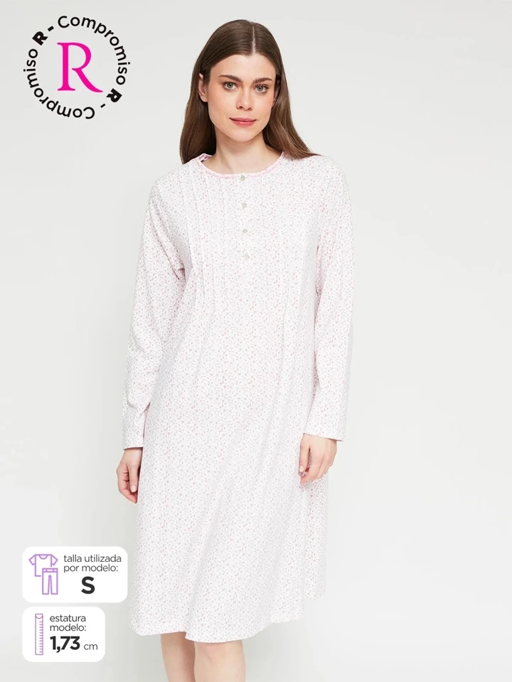 CAMISÓN MANGA LARGA MUJER AZIZ CON BOTONES - 1