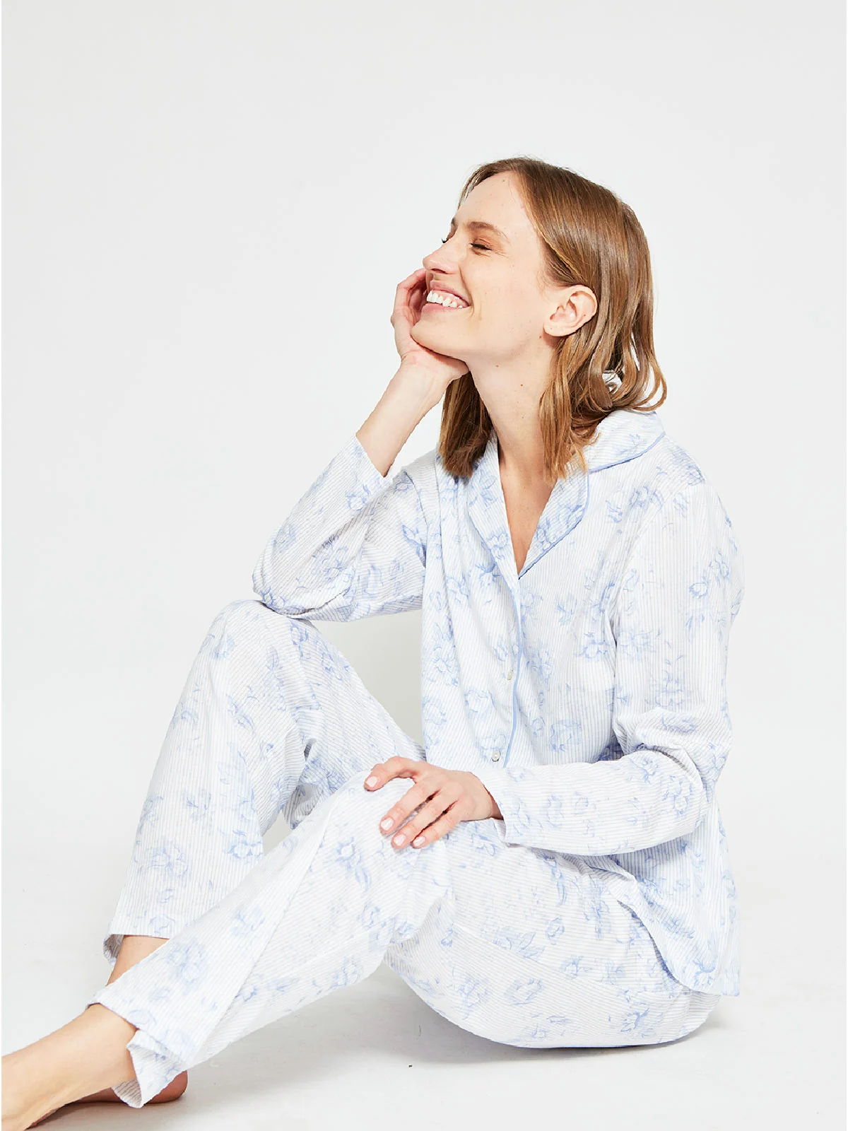 PIJAMA MANGA LARGA MUJER AZIZ CELESTE CAMI - 4