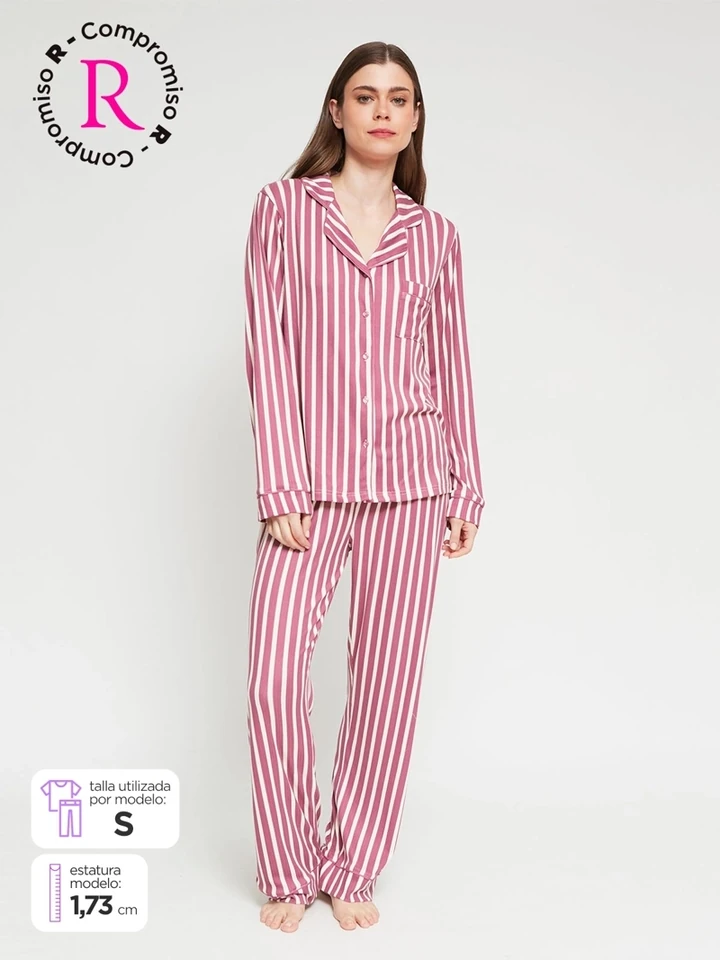 PIJAMA MANGA LARGA MUJER MARQUIS BOTONES - 1