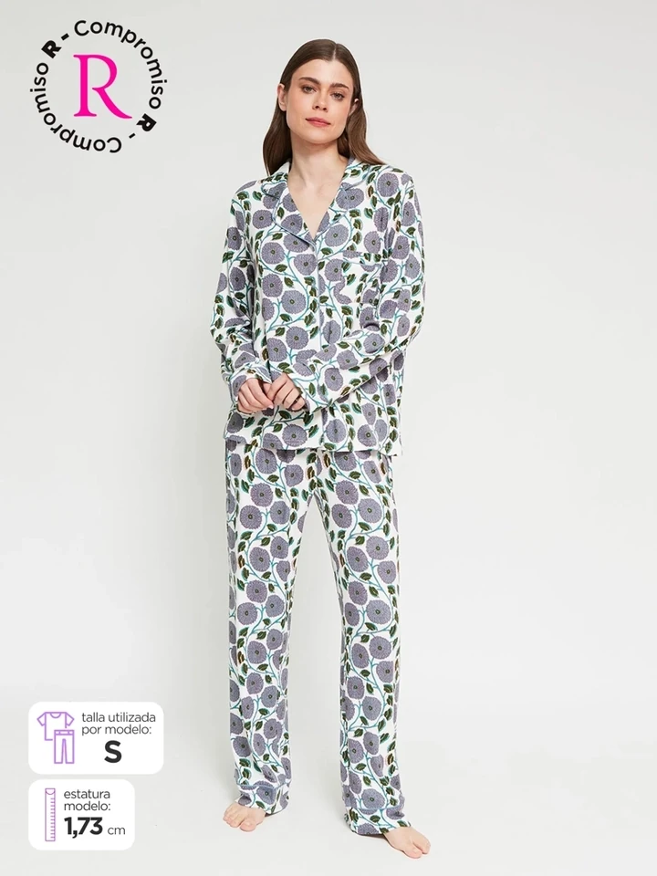 PIJAMA MANGA LARGA MUJER MARQUIS BOTONES - 1