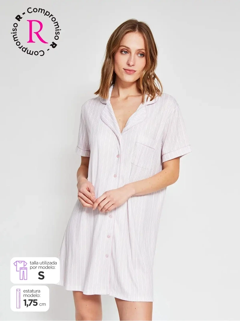 CAMISA PIJAMA MUJER MARQUIS ROSADO CAMISERA - 1