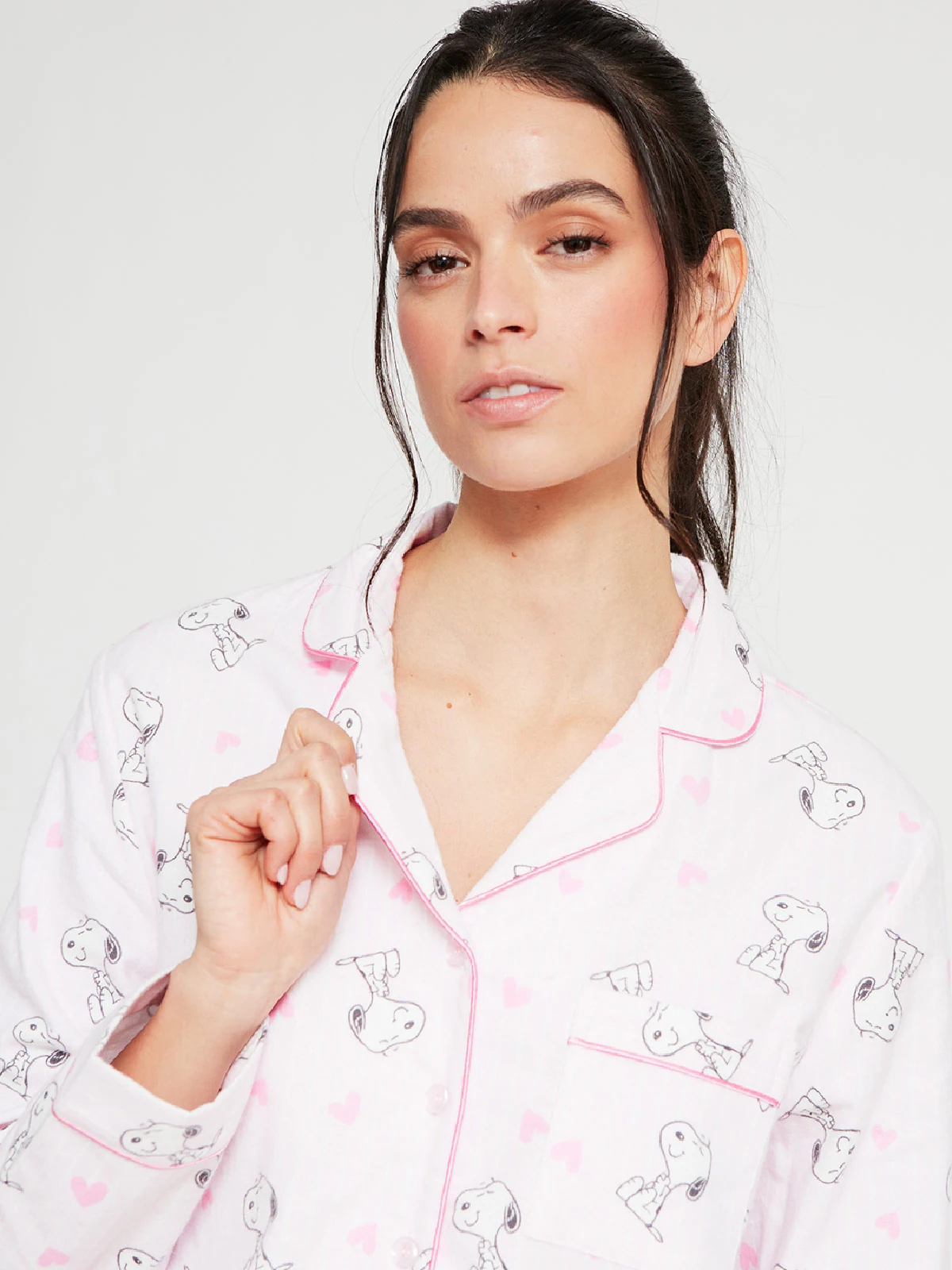 PIJAMA MANGA LARGA CAMISERA MUJER INDEX ROSADO SNOOPY - 3