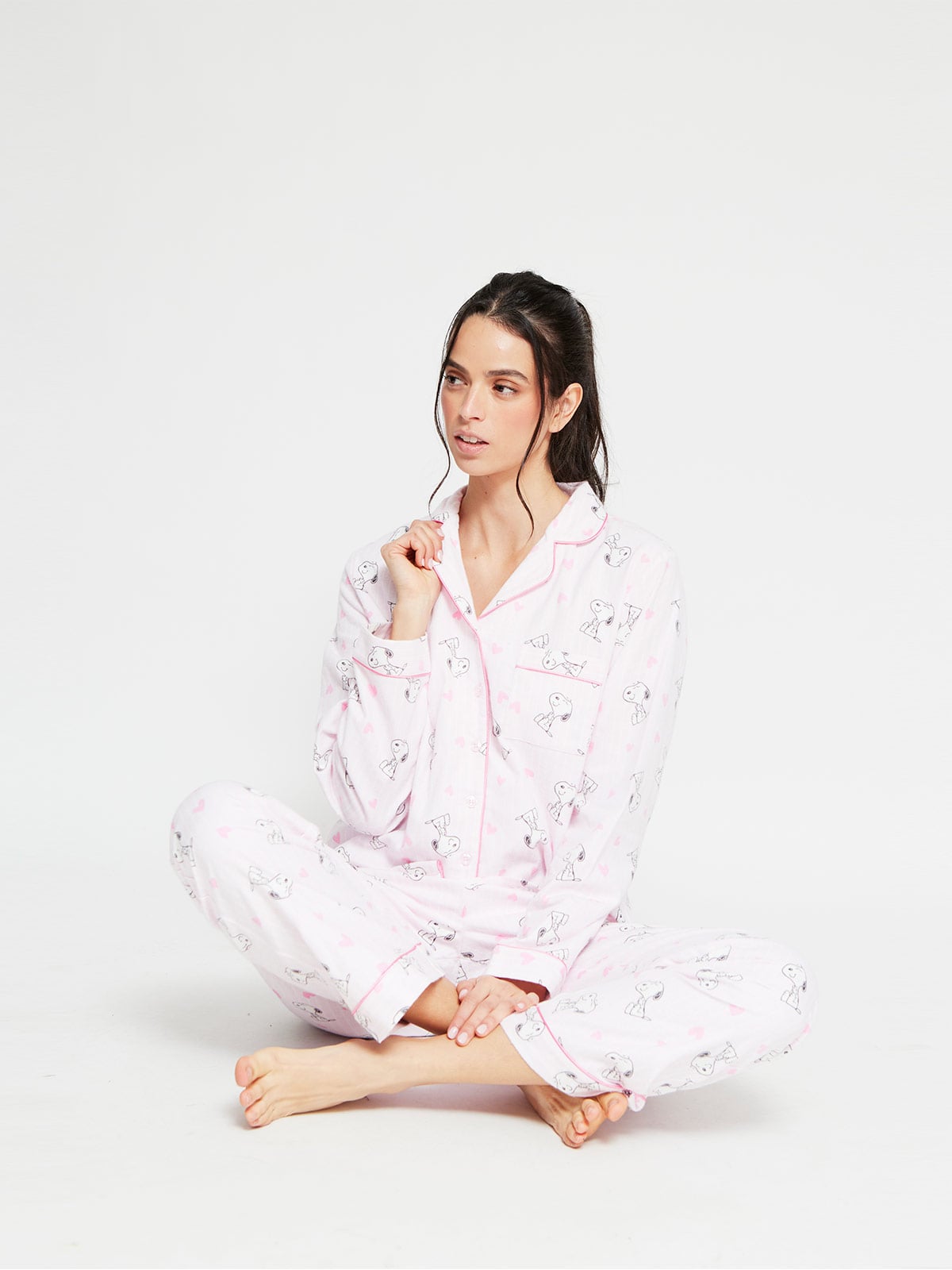 PIJAMA MANGA LARGA CAMISERA MUJER INDEX ROSADO SNOOPY - 4