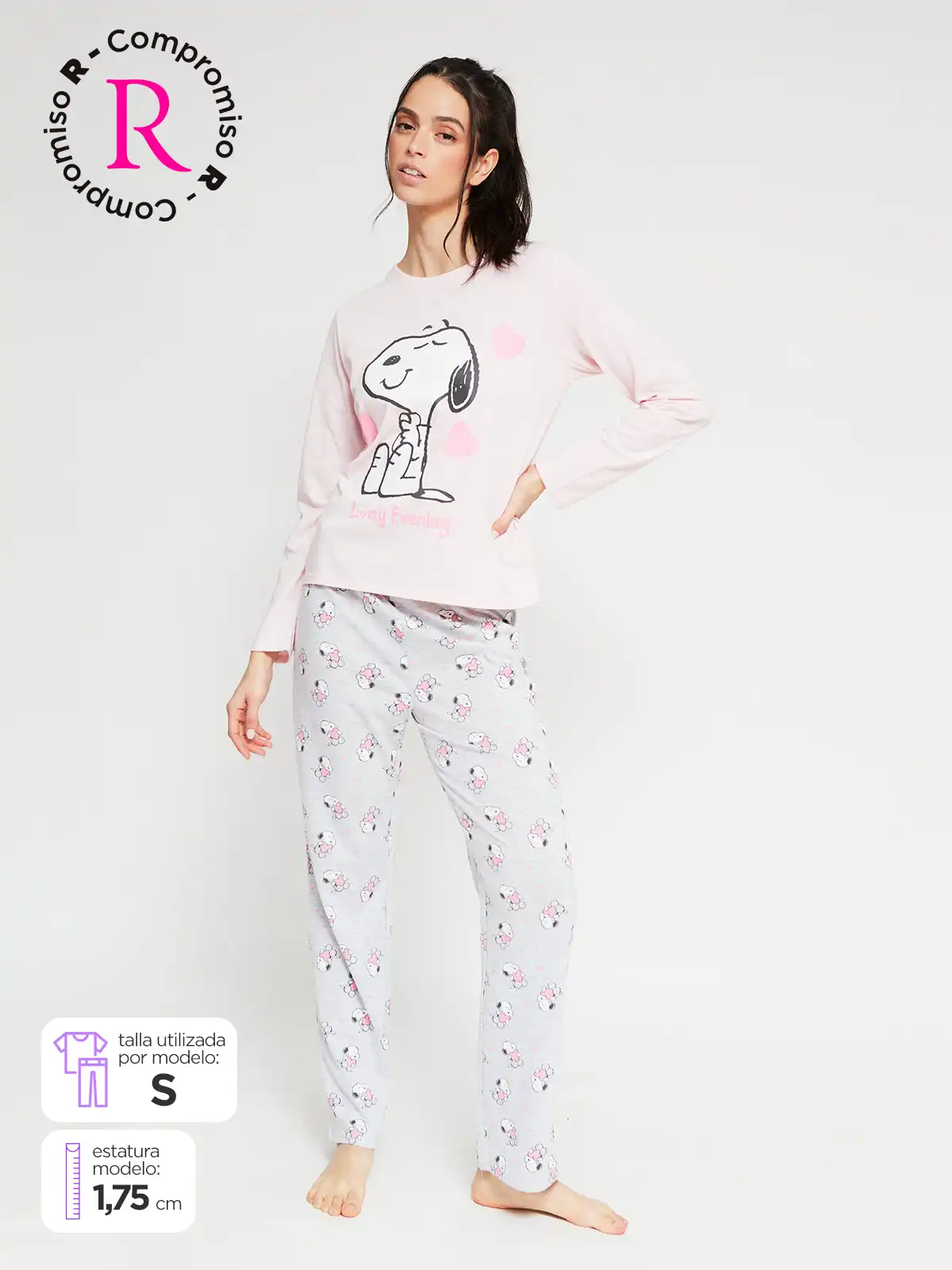 PIJAMA CAMISERA MUJER INDEX ROSADO SNOOPY - 1