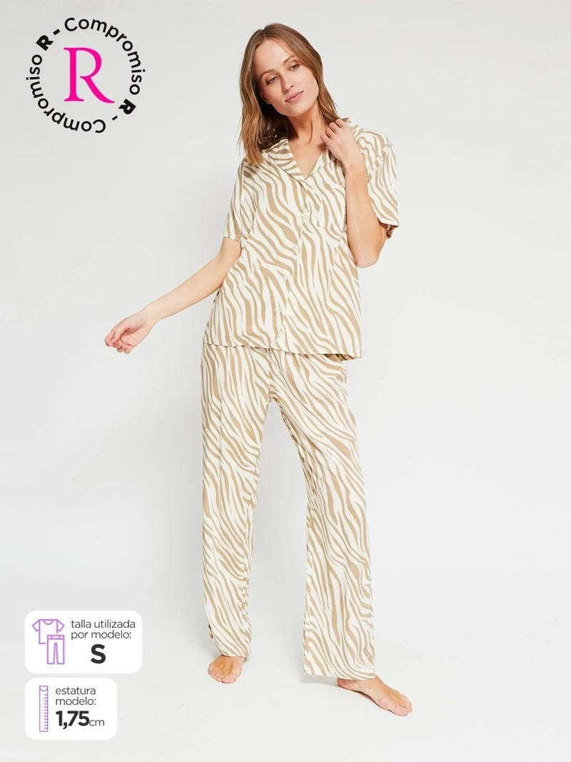 PIJAMA MANGA CORTA MUJER MARQUIS AZUL - 1