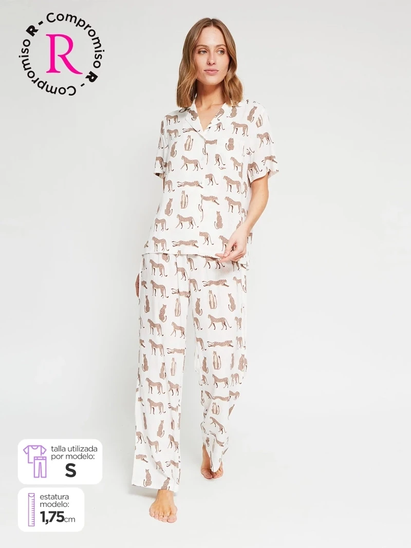 PIJAMA MANGA CORTA MUJER MARQUIS AZUL - 1