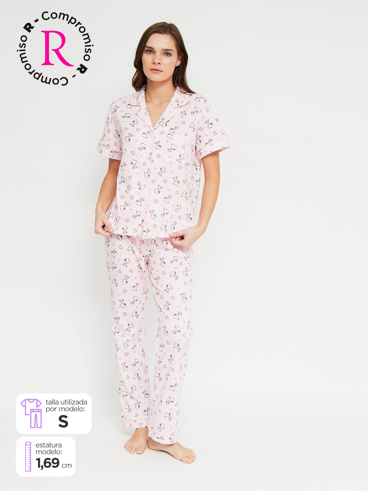 PIJAMA MANGA CORTA MUJER INDEX CAMISERO SNOOPY - 1