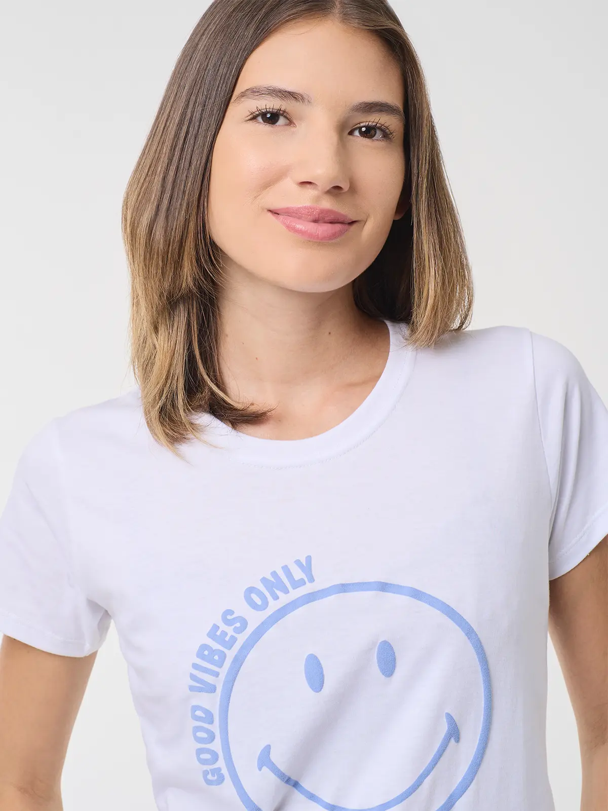 TOP MANGA CORTA MUJER INDEX BLANCO GOOD VIBES - 4