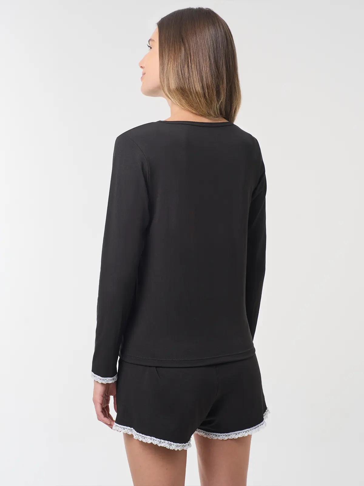 PIJAMA SHORT MUJER INDEX NEGRO LAZO - 2