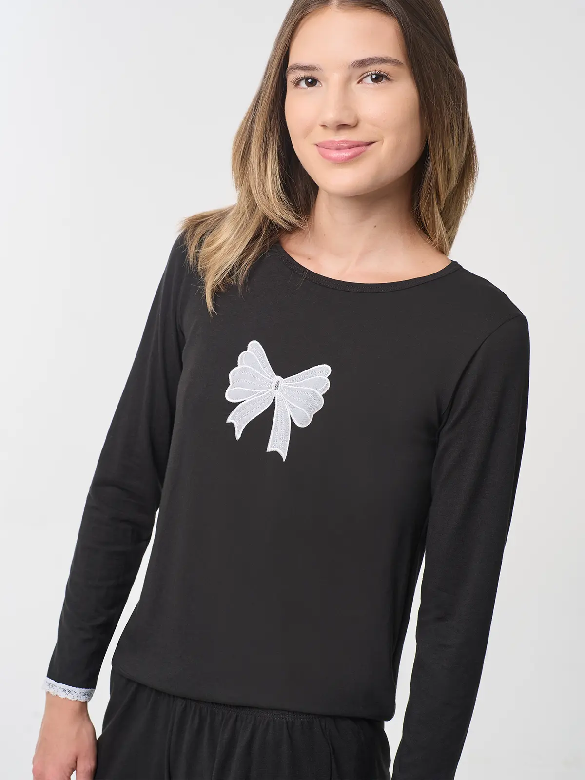 PIJAMA SHORT MUJER INDEX NEGRO LAZO - 4