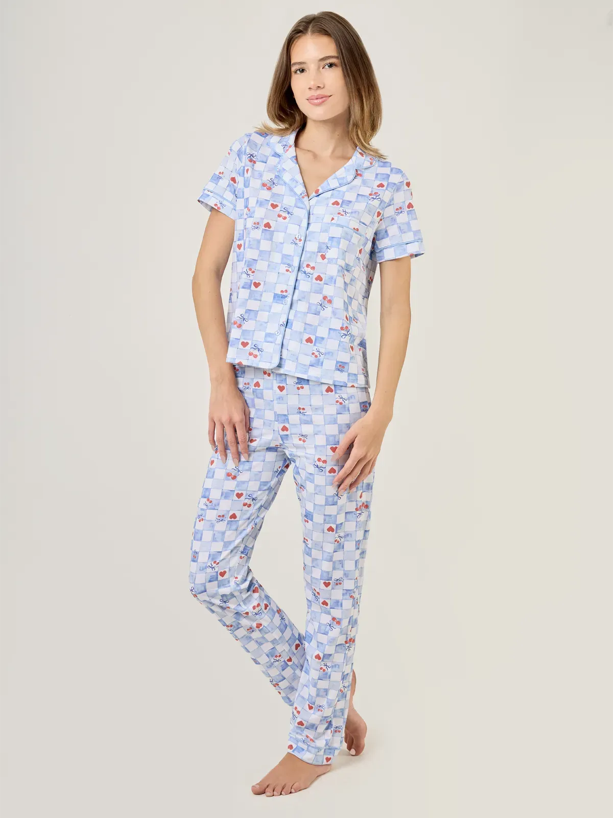 PIJAMA MUJER INDEX BLANCO CORAZÓN Y CEREZAS - 5