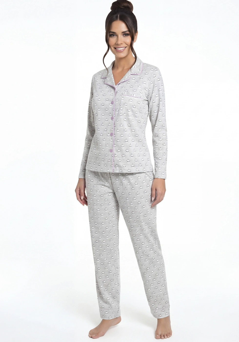 PIJAMA ALGODÓN MUJER KAYSER D6082 GRIS - 1