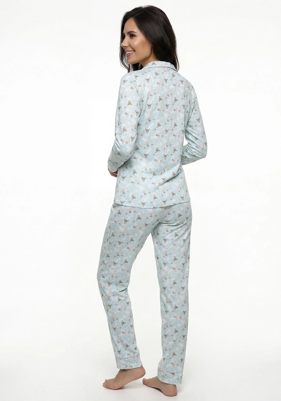 PIJAMA ALGODÓN MUJER KAYSER D6089 CELESTE - 2