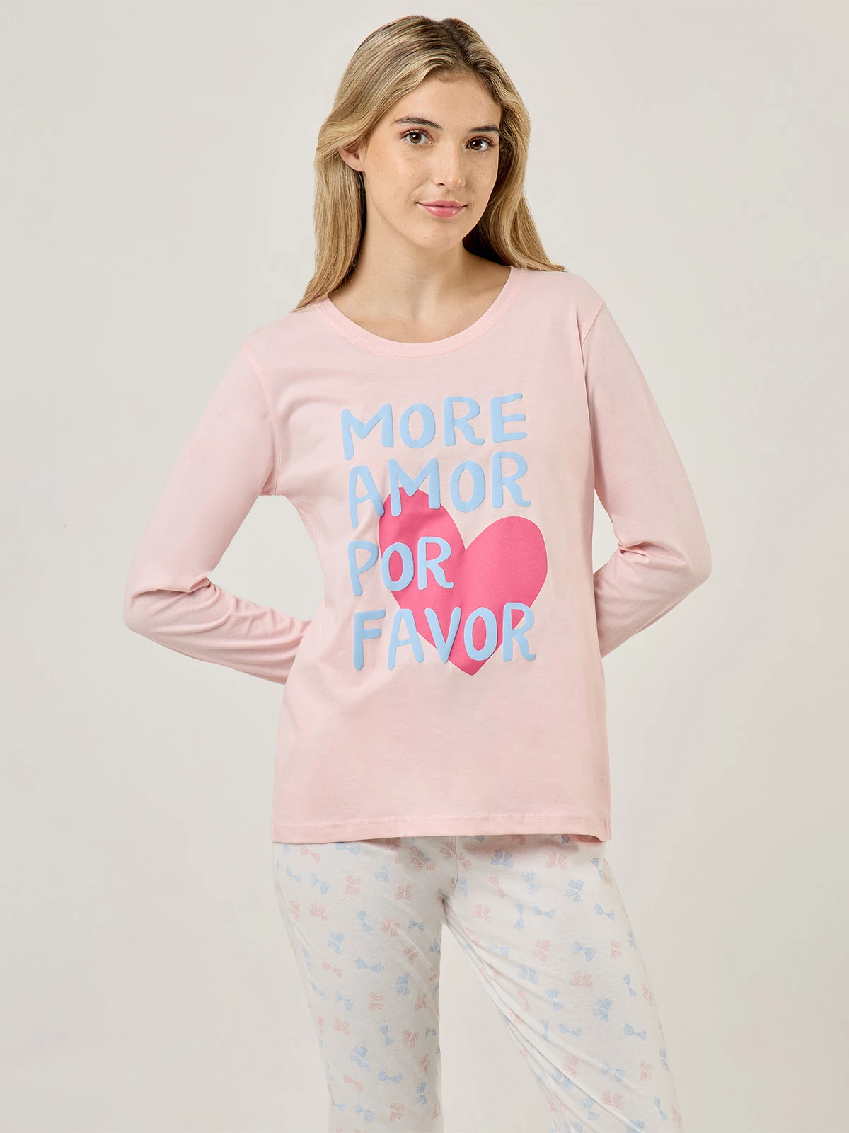 TOP PIJAMA MUJER INDEX ROSADO MORE AMOR - 1