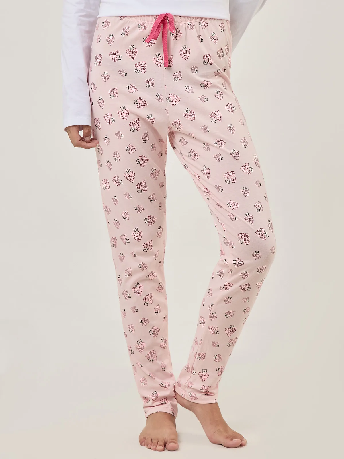 PANTALÓN PIJAMA MUJER INDEX ROSADO CORAZONES - 1
