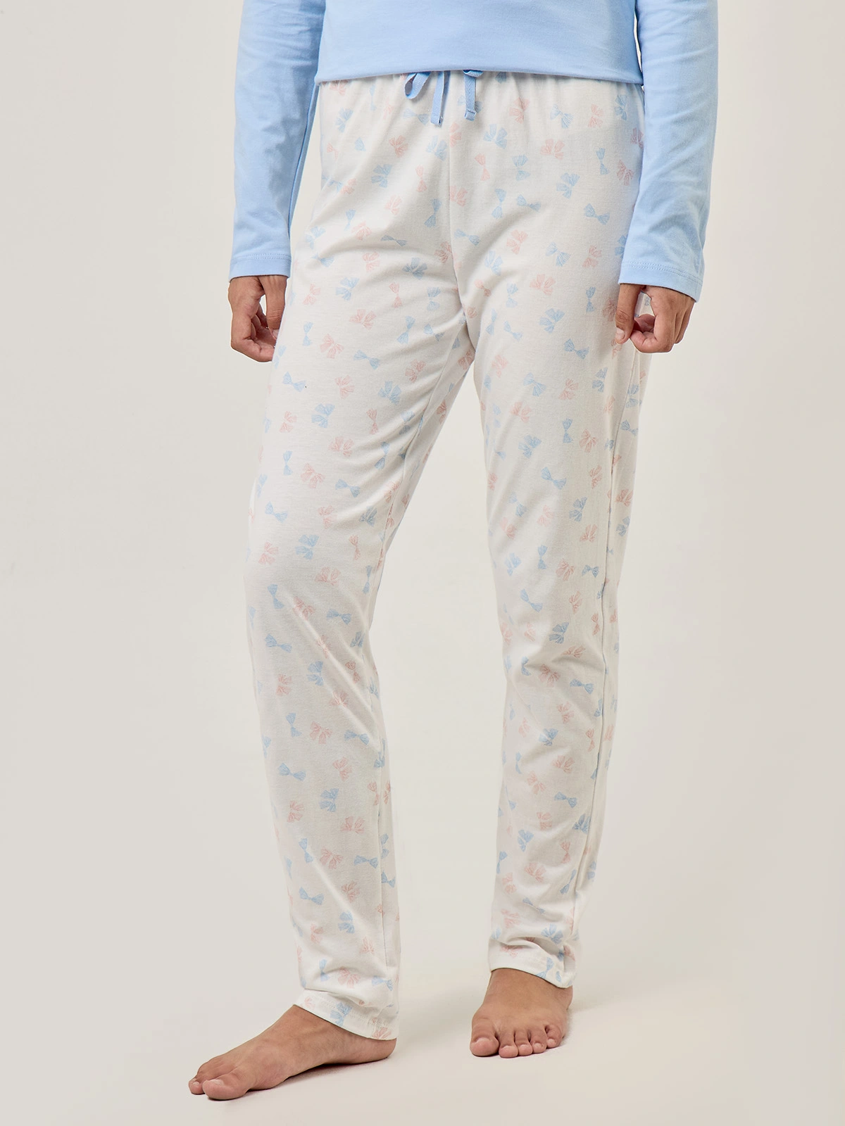 PANTALÓN PIJAMA MUJER INDEX HUESO LAZOS CELESTES - 1